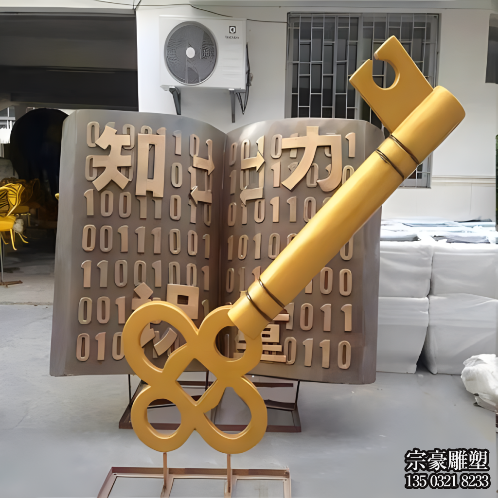 知識(shí)就是力量——校園鑰匙、書本造型景觀雕塑