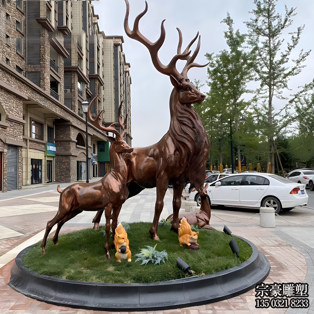 銅雕鹿小區(qū)景觀動(dòng)物雕塑 銅雕鹿小區(qū)景觀動(dòng)物雕塑