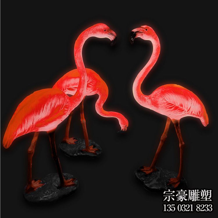 玻璃鋼仿真發(fā)光火烈鳥雕塑擺件 玻璃鋼仿真發(fā)光火烈鳥雕塑擺件