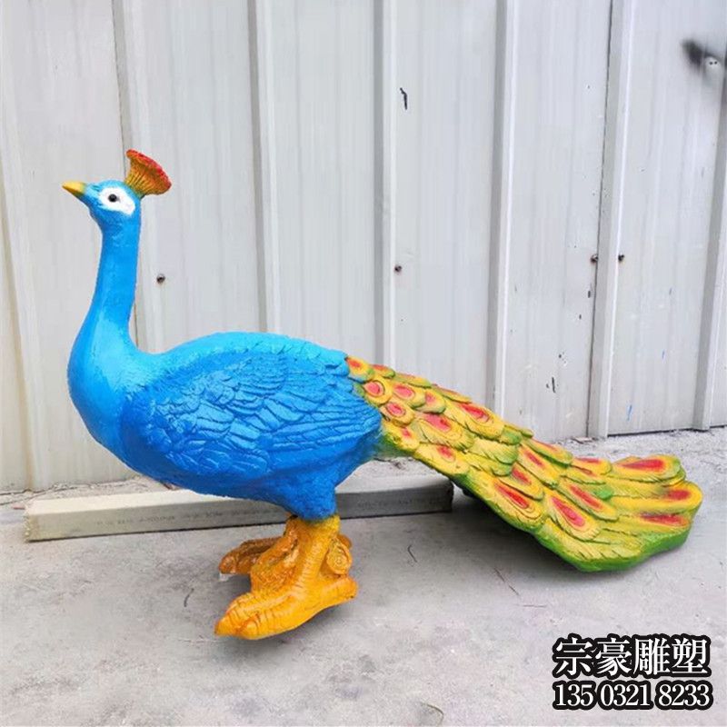 玻璃鋼彩繪孔雀雕塑擺件 玻璃鋼彩繪孔雀雕塑擺件