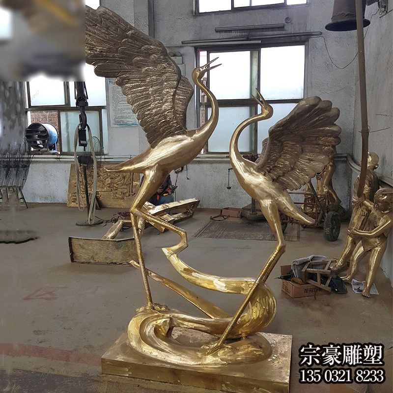 純銅鑄造仙鶴銅雕擺件 純銅鑄造仙鶴銅雕擺件