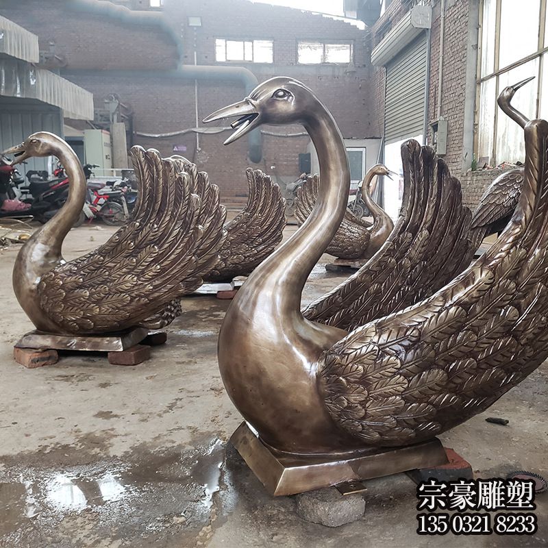 玻璃鋼仿銅噴水天鵝雕塑 玻璃鋼仿銅噴水天鵝雕塑