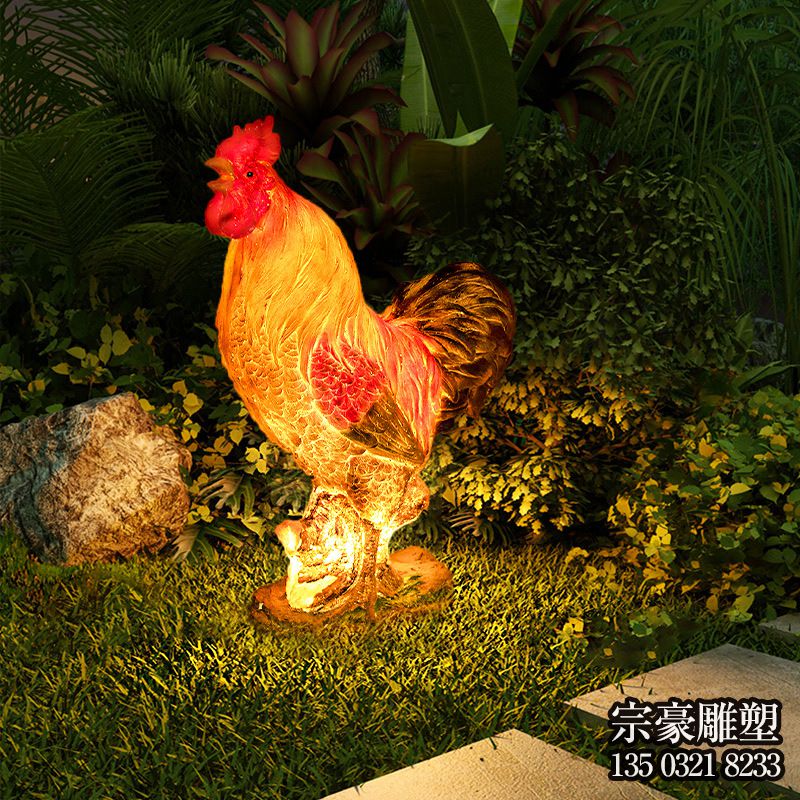 玻璃鋼發(fā)光公雞雕塑擺件 玻璃鋼發(fā)光公雞雕塑擺件