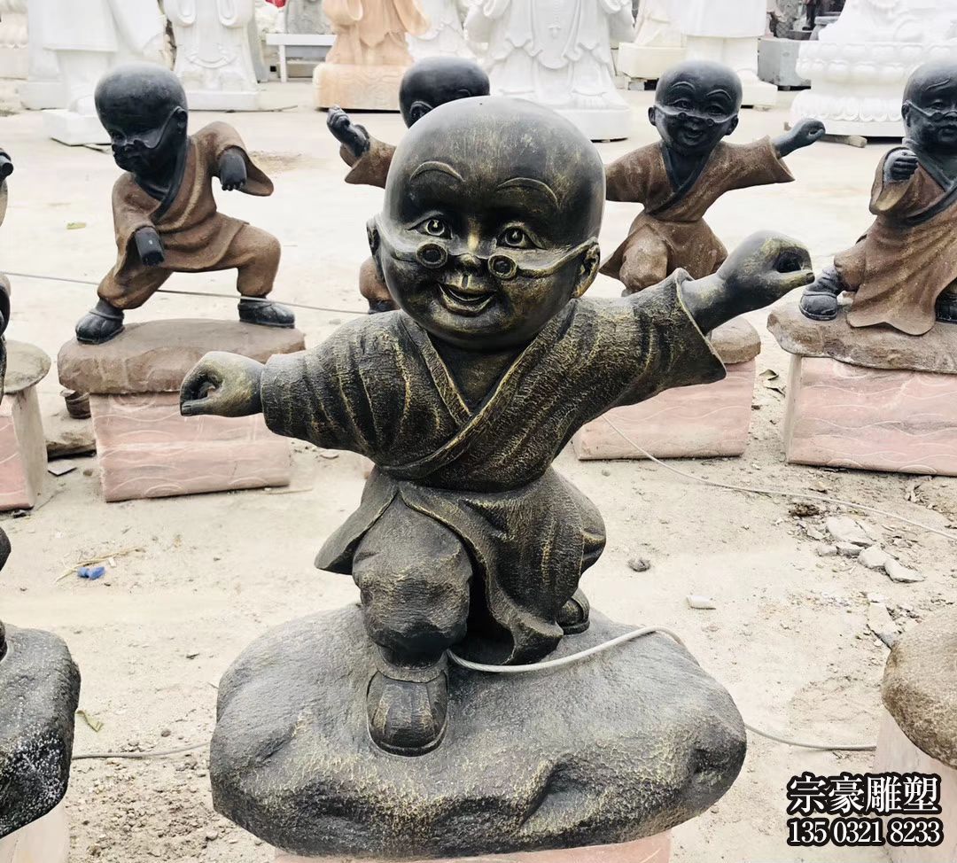 玻璃鋼仿銅可愛(ài)小和尚雕塑 玻璃鋼仿銅可愛(ài)小和尚雕塑