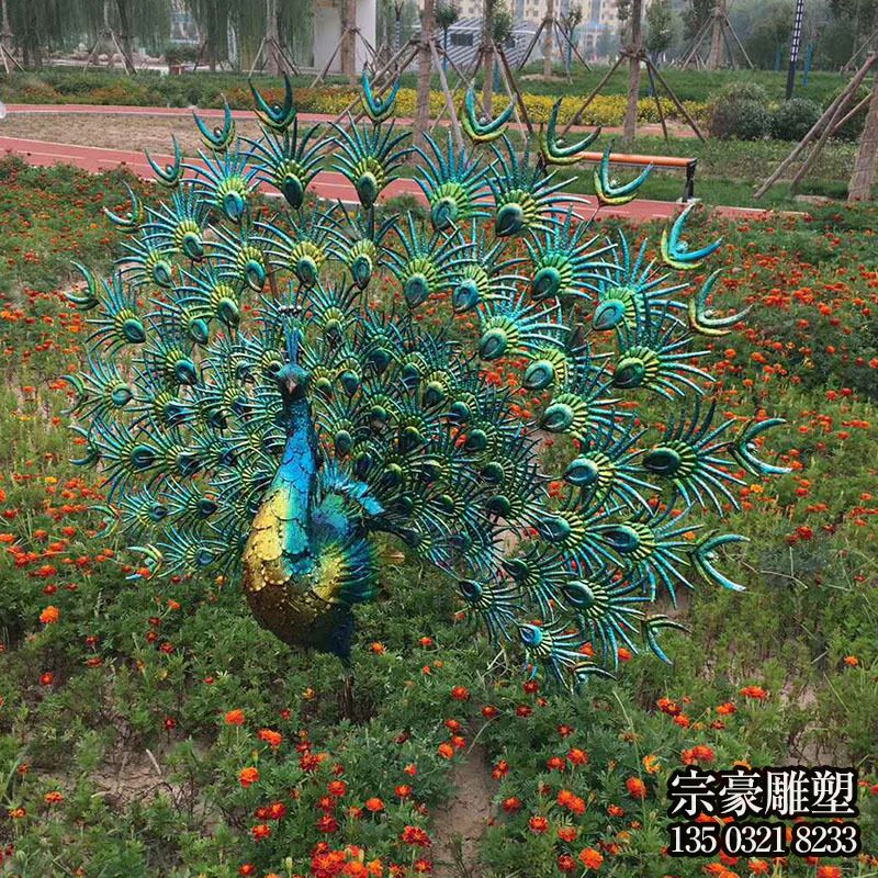 不銹鋼仿真開屏孔雀雕塑 不銹鋼仿真開屏孔雀雕塑